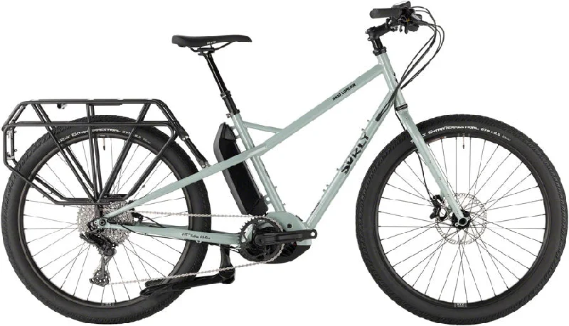 bicycle cleaner precision-Surly Skid Loader Cargo Ebike - 27.5" Steel Bathwater Gray Medium