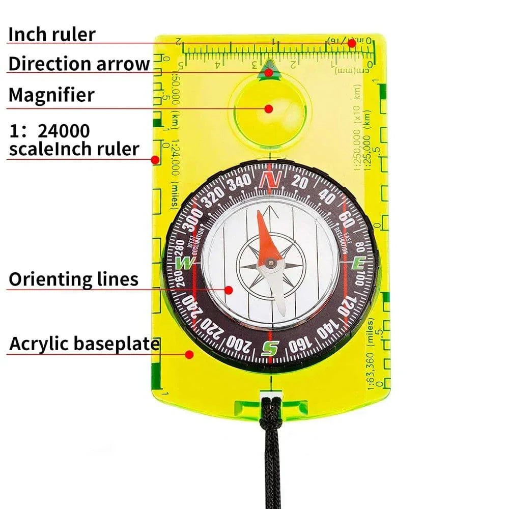 bicycle paint capacity-Waterproof Compass Outdoor Gadget Navigation Hiking Compass Camping Orienteering Backpacking Map Reading Compass for Scout Kids