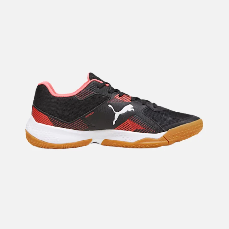 bicycle pad responsiveness-Puma Solarflash II Unisex Indoor Running Shoes -Black/Fire Orchid/White/Gum