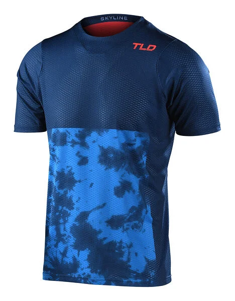 bicycle seatpost weight-Troy Lee Designs Skyline Air Short Sleeve MTB Jersey - Breaks - Dark Slate Blue - 2022