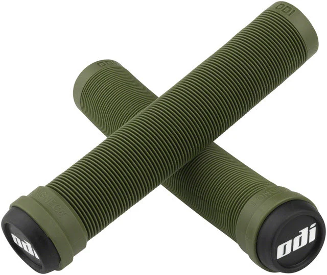 bicycle handlebar aerodynamics-ODI Soft X-Longneck Grips - Army Green, 160mm