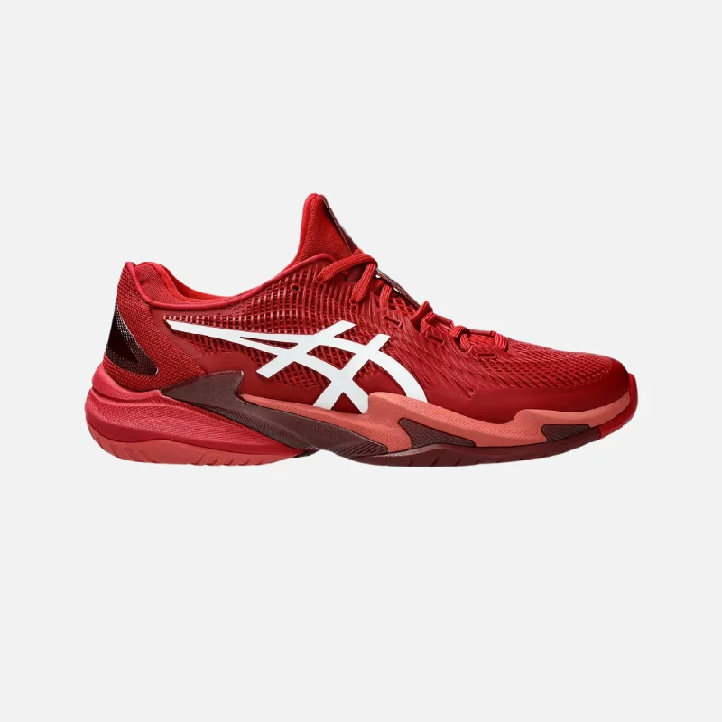 bicycle stand stability-Asics COURT FF 3 NOVAK Men's Tennis Shoes -Cranberry/White