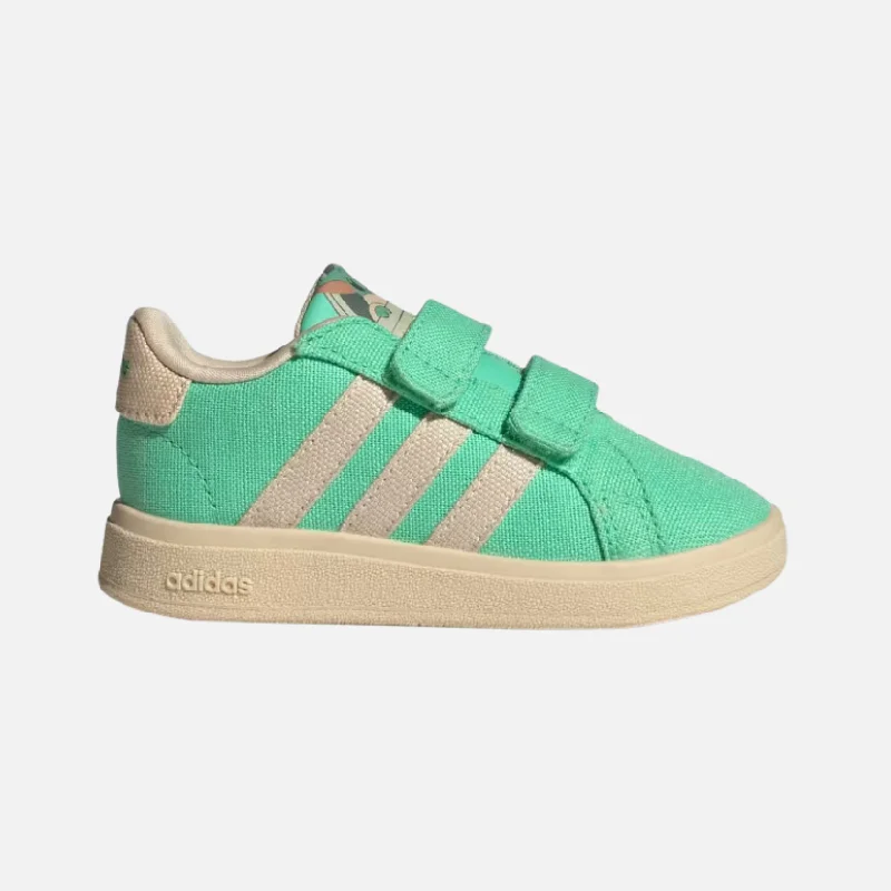 bicycle cleat comfort-Adidas Grand Court x Disney Grogu Kids Unisex Shoes (0-3Year) -Green Glow/Sand Strata