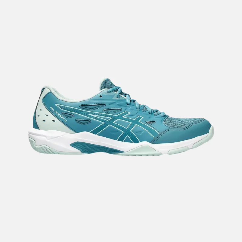 bicycle tire reliability-Asics GEL-ROCKET 11 Men's Badminton Shoes - Blue Teal/Pale Mint