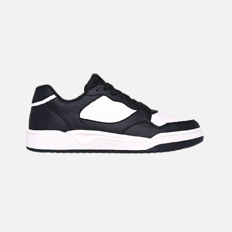 bicycle shoe responsiveness-Skechers Koopa Court-Volley Low Varsity Men's Lifestyle Shoes -Black/White