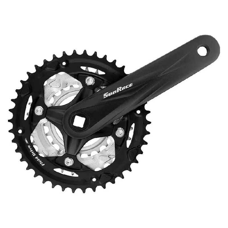 bicycle seatpost weight-Sunrace FCM600 Crankset Speed: 7/8 BCD: 64/104 22/32/42 Square 170mm Black MTB