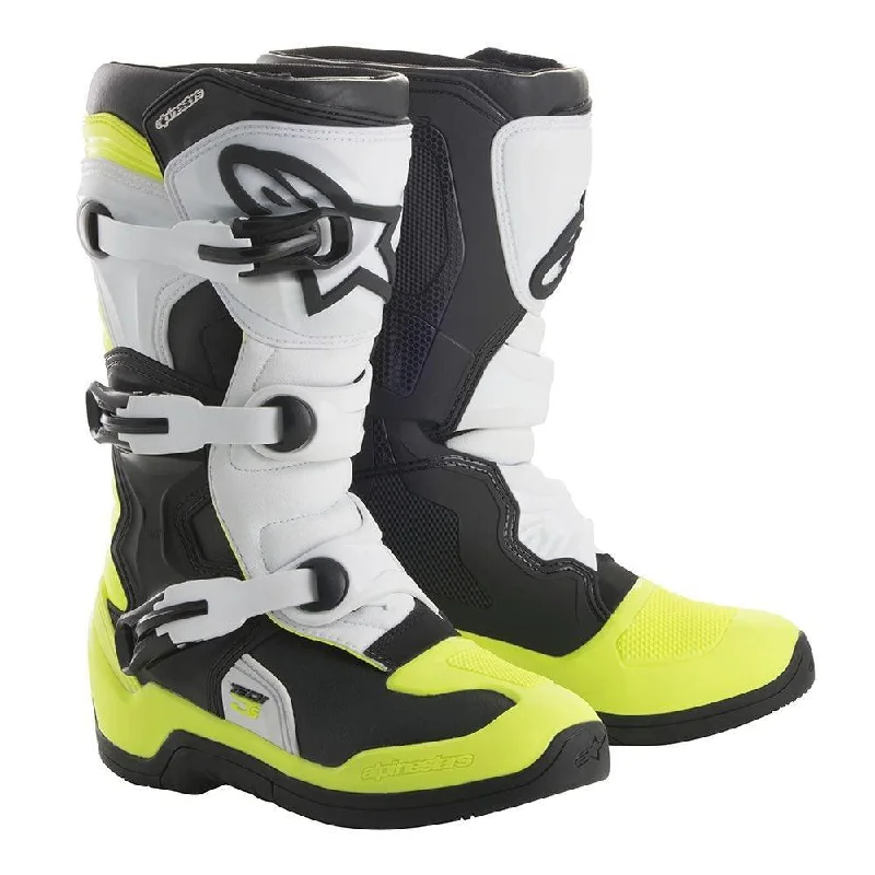 bicycle gear strength-ALPINESTARS TECH 3S KIDS BOOTS - BLACK/WHITE/YELLOW