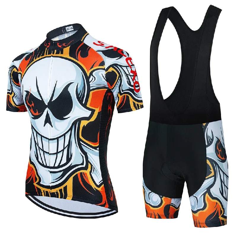 bicycle cleat comfort-Salexo Flaming Skull Cycling Jersey Sets