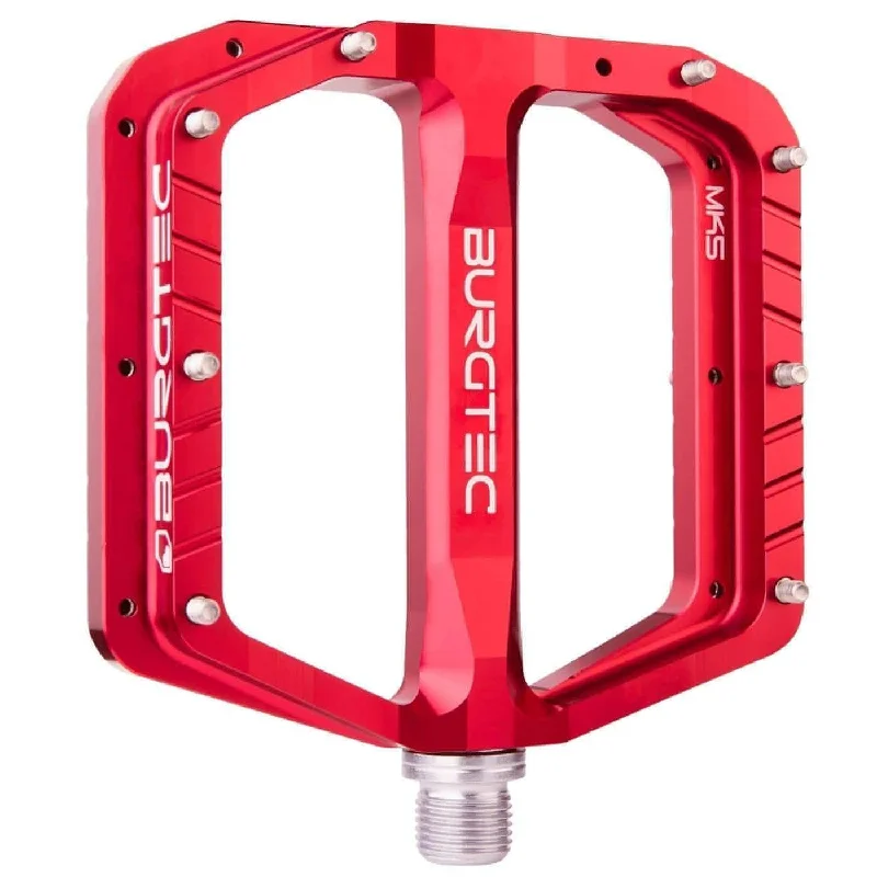 bicycle lever adaptability-Burgtec Penthouse Flat Pedals MK5 Steel Boost Axles - Red