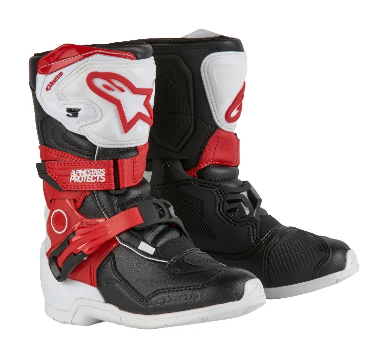 bicycle pedal adaptability-ALPINESTARS 2024 KIDS TECH 3S BOOTS - WHITE/BLACK/BRIGHT RED