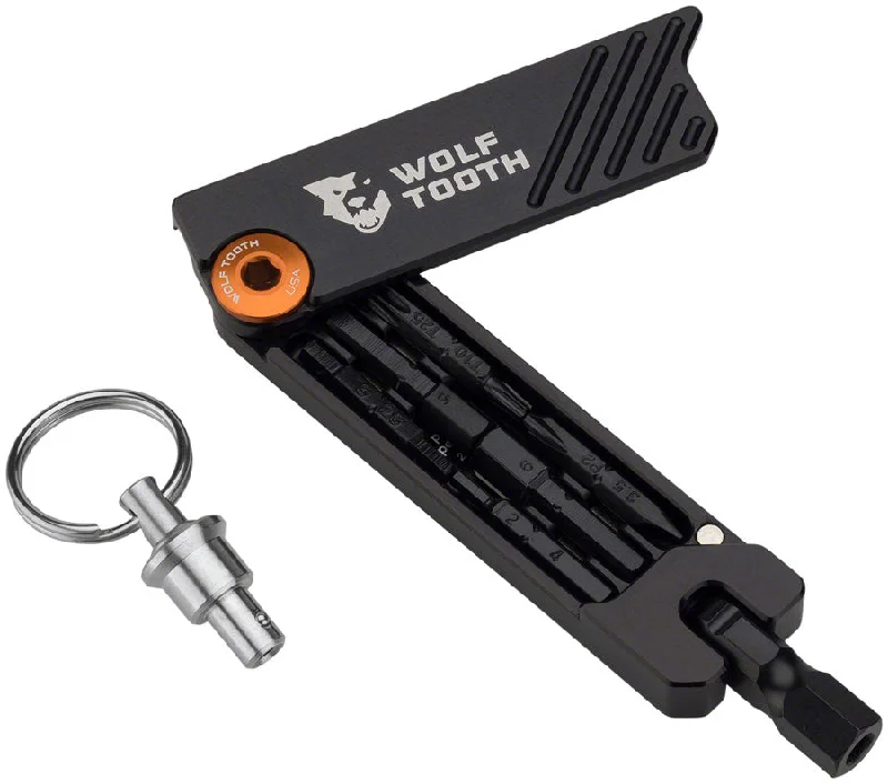 bicycle pump capacity-Wolf Tooth 6-Bit Hex Wrench Multi-Tool with Keyring - Orange