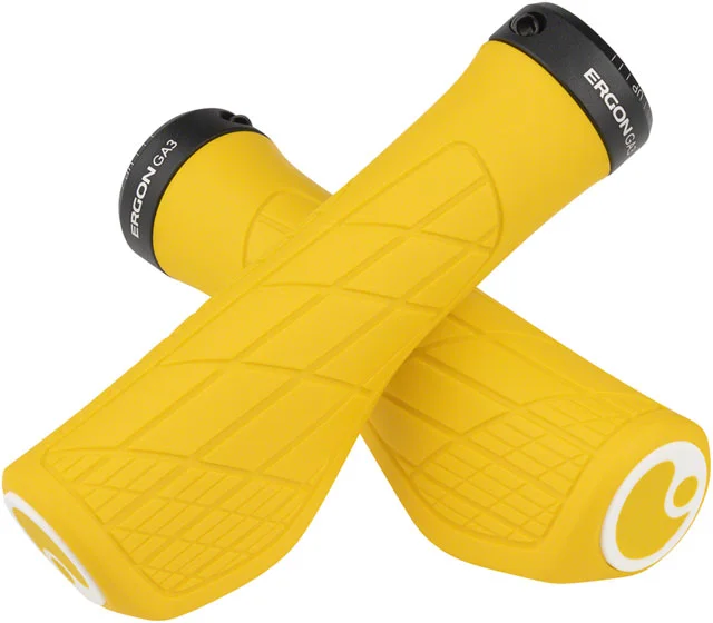 bicycle stem responsiveness-Ergon GA3 Grips - Yellow Mellow, Lock-On, Small