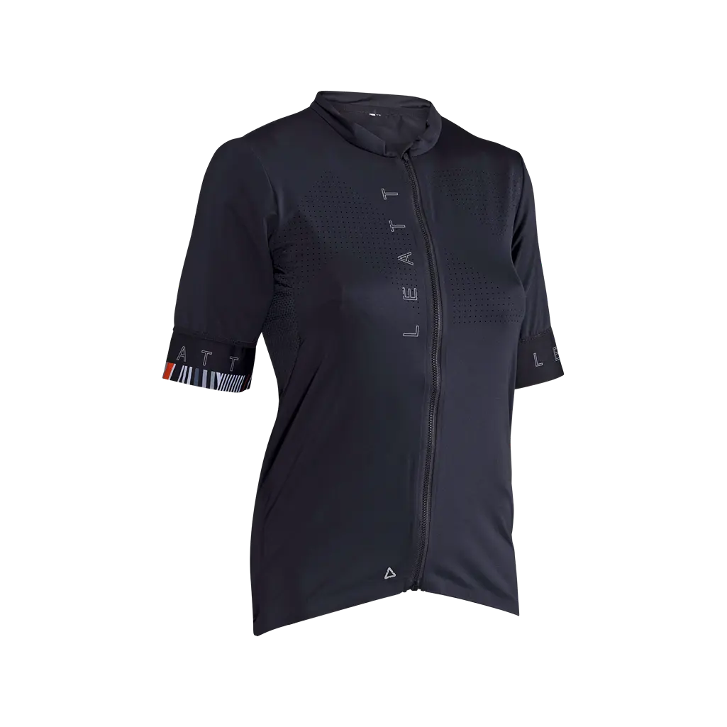 bicycle chain robustness-Leatt Endurance 5.0 Short Sleeve MTB Jersey - Womens - Black - 2024