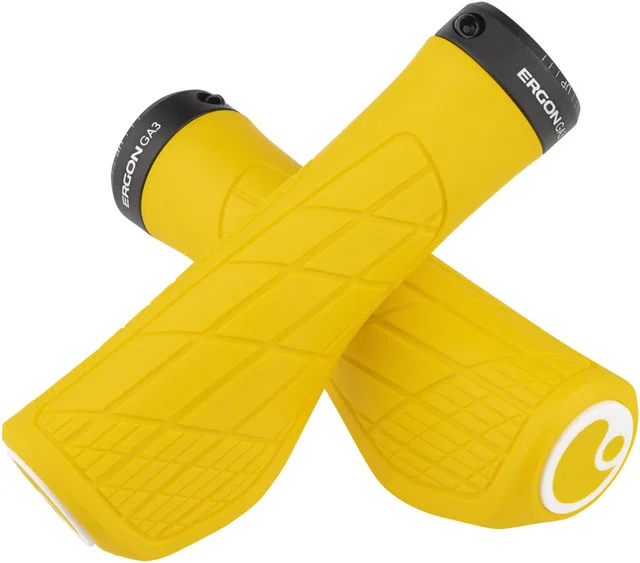 bicycle pad responsiveness-Ergon GA3 Grips - Yellow Mellow, Lock-On, Large