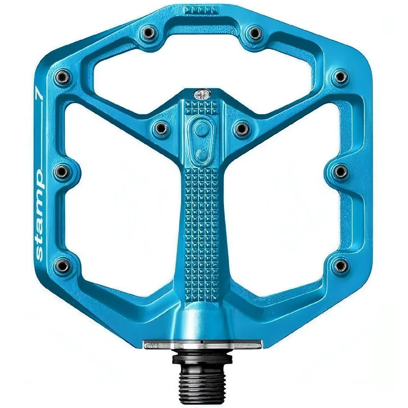 bicycle touring comfort-CrankBrothers Stamp 7 Small Flat Pedals - Blue