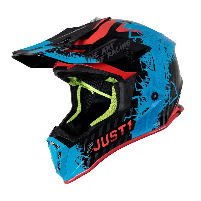 bicycle rotor performance-JUST1 J38 MASK 2021 HELMET - BLUE/RED/BLACK GLOSS