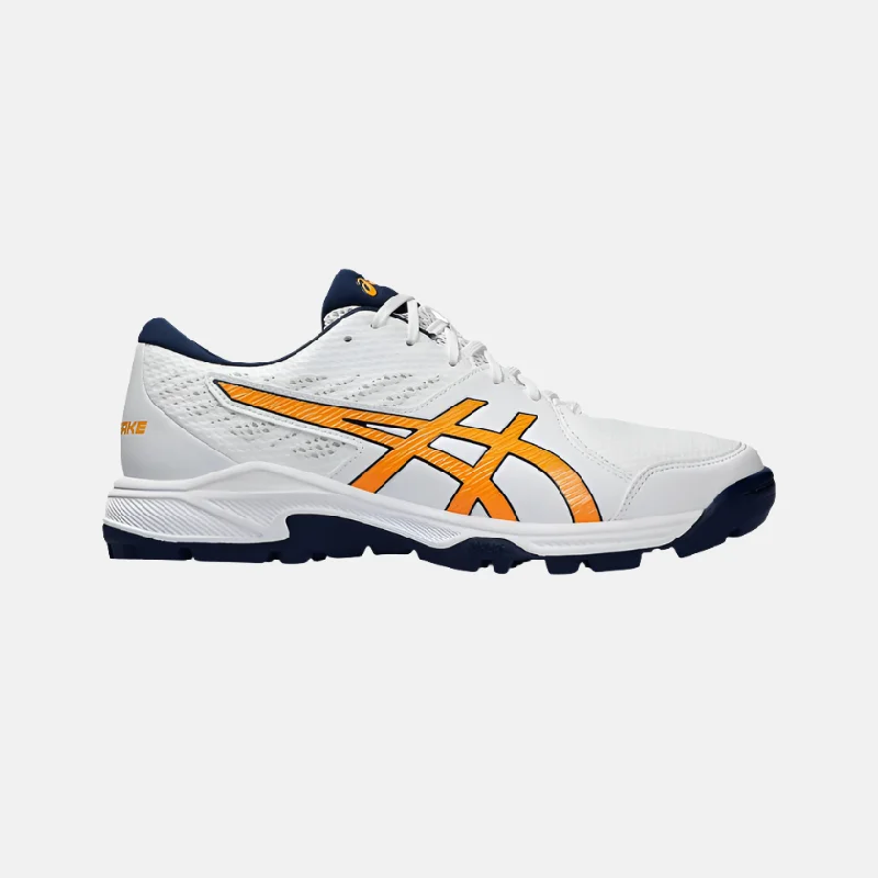 bicycle chain smoothness-Asics GEL-PEAKE 2 Unisex Cricket Shoes -White/Stadium Orange