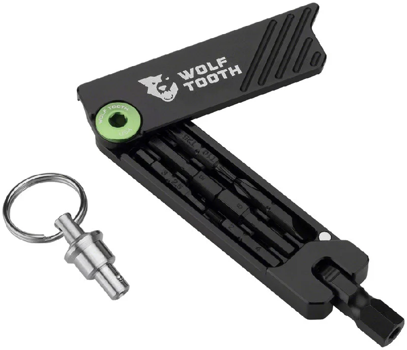 bicycle frame capacity-Wolf Tooth 6-Bit Hex Wrench Multi-Tool with Keyring - Green