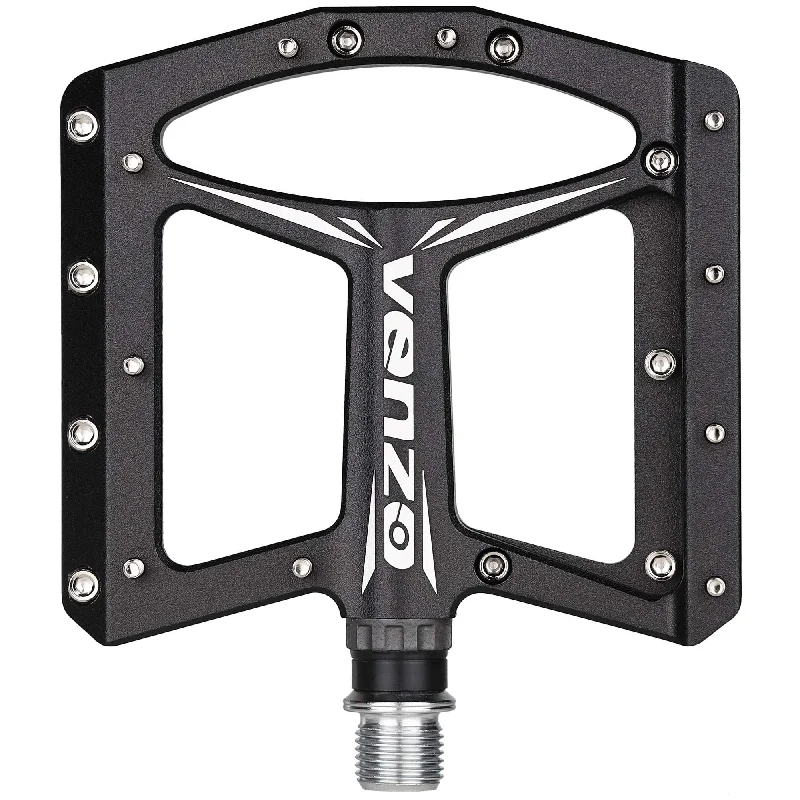 bicycle frame versatility-VENZO Flat Mountain BMX MTB Aluminum Bike Sealed Bearing Pedals - Large Bicycle Platform -110mm x 100mm- 12mm Thickness- Pedals 9/16" with Anti-Skid Anti-Slip Nail