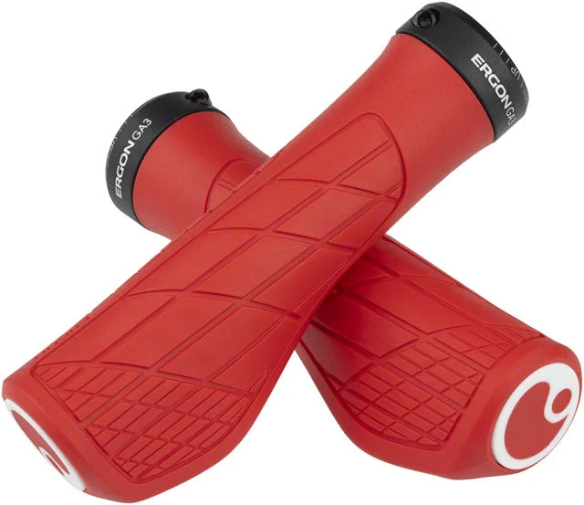 bicycle brake responsiveness-Ergon GA3 Grips - Risky Red, Lock-On, Small