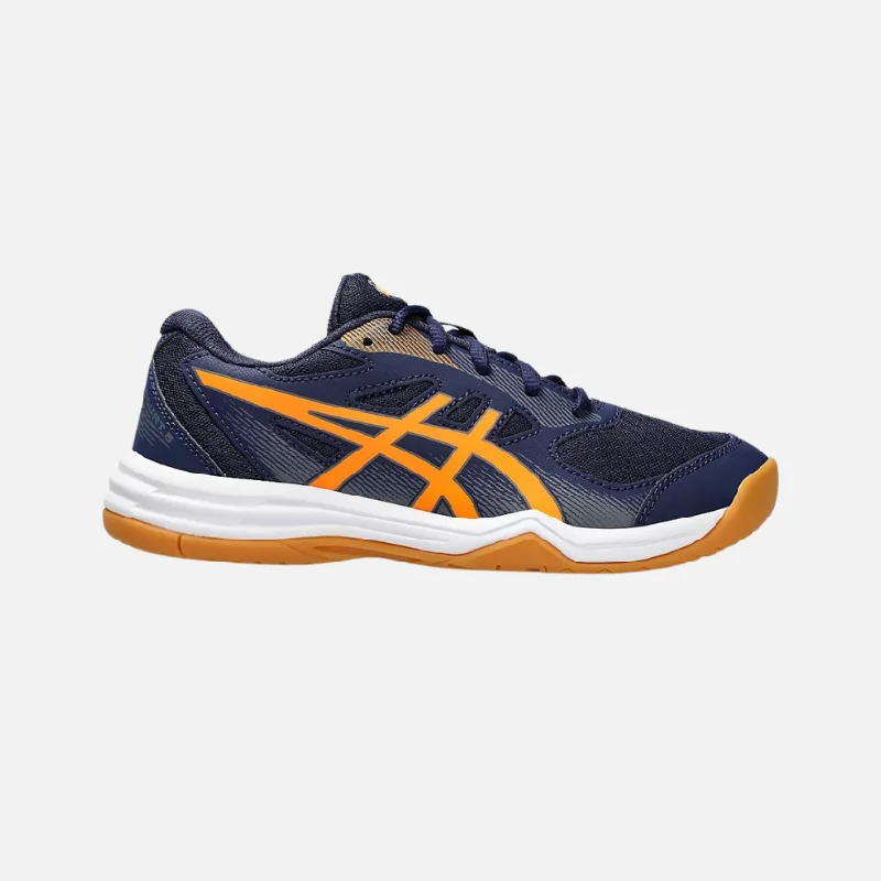 bicycle handlebar smoothness-Asics Upcourt 5 Grade School Kids Shoes -Peacoat/Shocking Orange