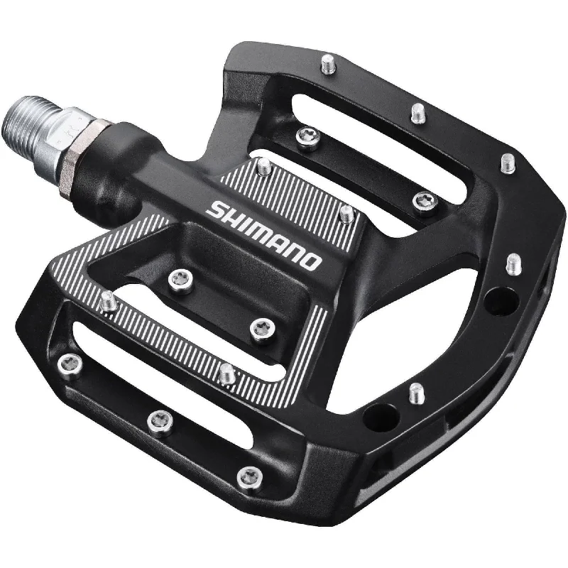 bicycle pedal weight-Shimano PD-GR500 Flat MTB Pedals - Black