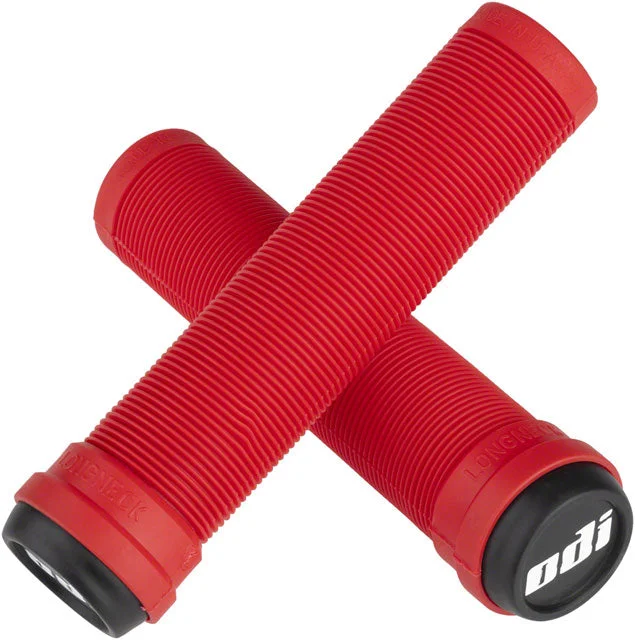 bicycle seatpost robustness-ODI Flangeless Longneck Grips - Red