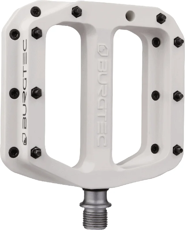 bicycle seatpost weight-Burgtec MK4 Composite Flat Pedals - Damn Right White