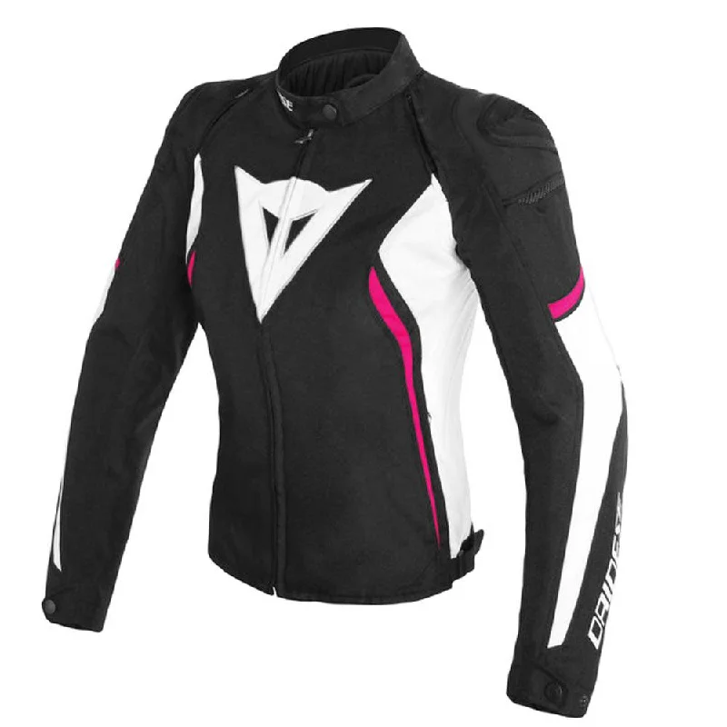 bicycle gear adaptability-DAINESE AVRO D2 TEX LADY JACKET - BLACK/WHITE/FUCHSIA