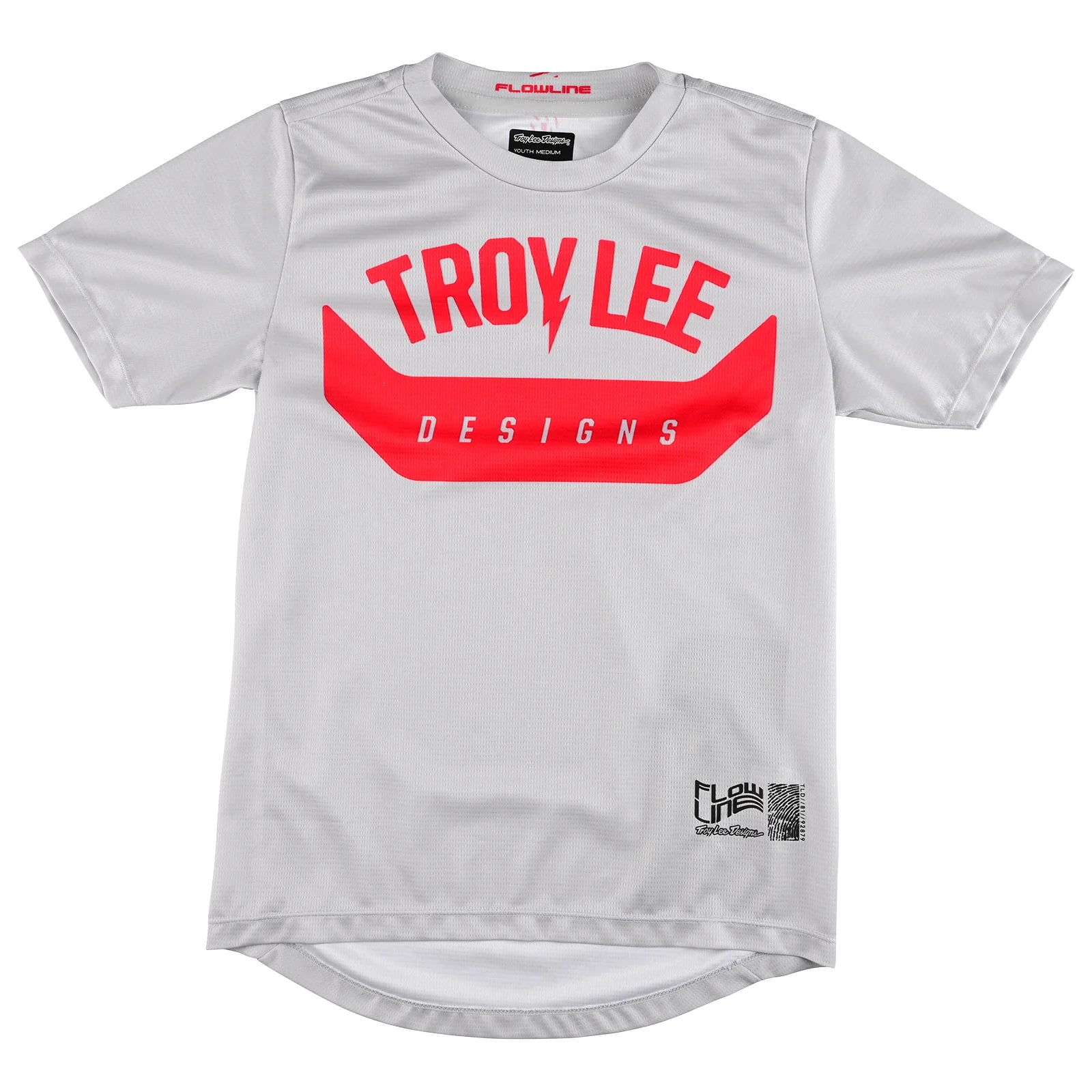 bicycle pad comfort-Troy Lee Designs Flowline Short Sleeve MTB Jersey - Youth - Aircore - Cement