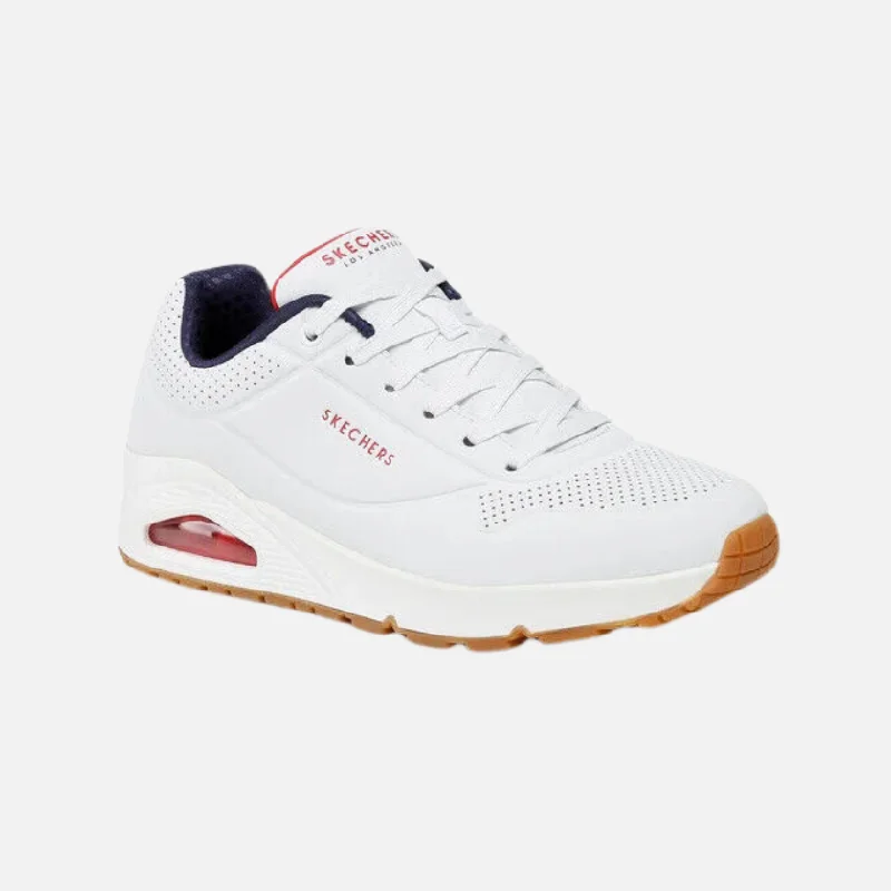 bicycle cleat robustness-Skechers Uno Stand On Air Men's Lifestyle Shoes -White/Navy/Red