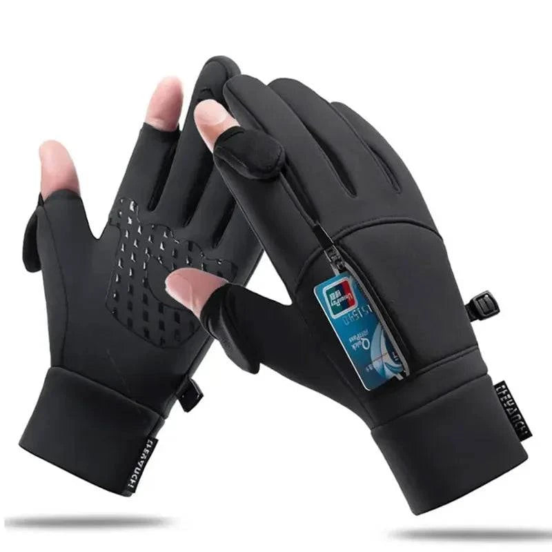 bicycle rust stability-Winter Fishing Gloves 2 Finger Flip Waterproof Winter Gloves Windproof Photograph Men Women Warm Protection Fish Angling Gloves