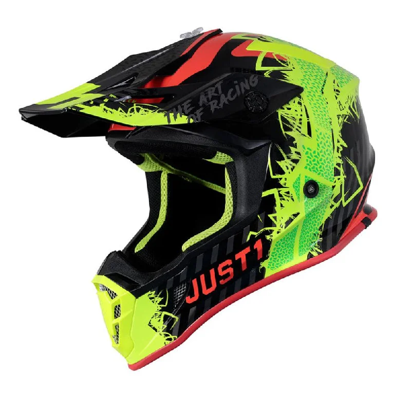 bicycle brake performance-JUST1 J38 MASK 2021 HELMET - FLUO YELLOW/RED/BLACK GLOSS