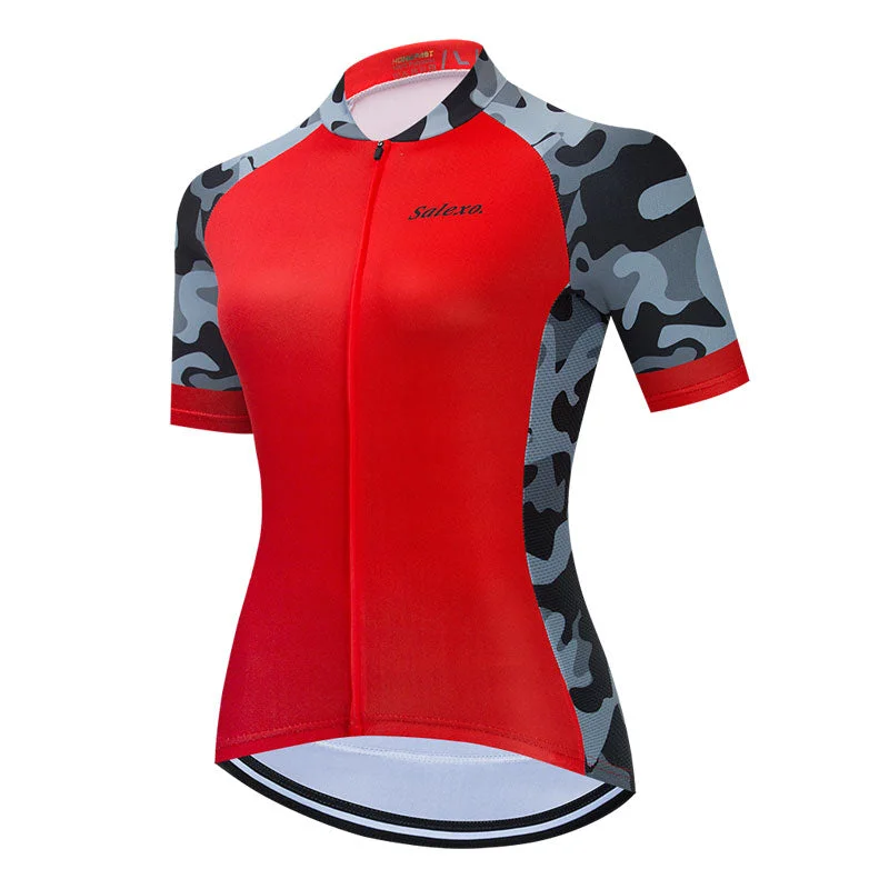 bicycle cleaner precision-Salexo Women Side Sleeve Camouflage Cycling Jerseys (2 Variants)