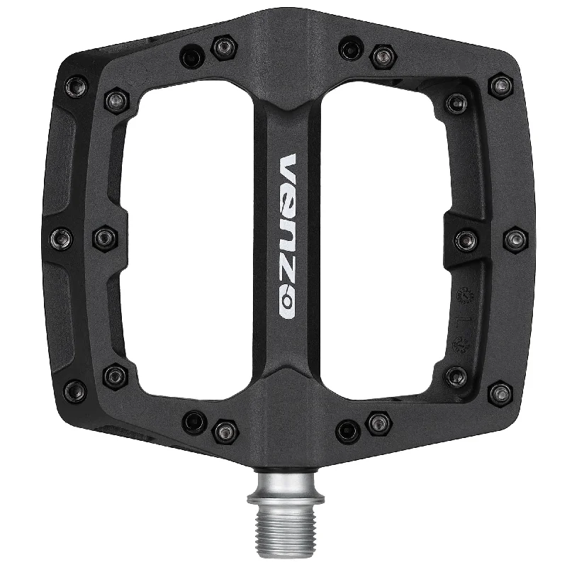 bicycle cleat reliability-VENZO Flat Mountain BMX MTB Aluminum Bike Sealed Bearing Pedals - Large Bicycle Platform Pedals 9/16" with Anti-Skid Anti-Slip Nail