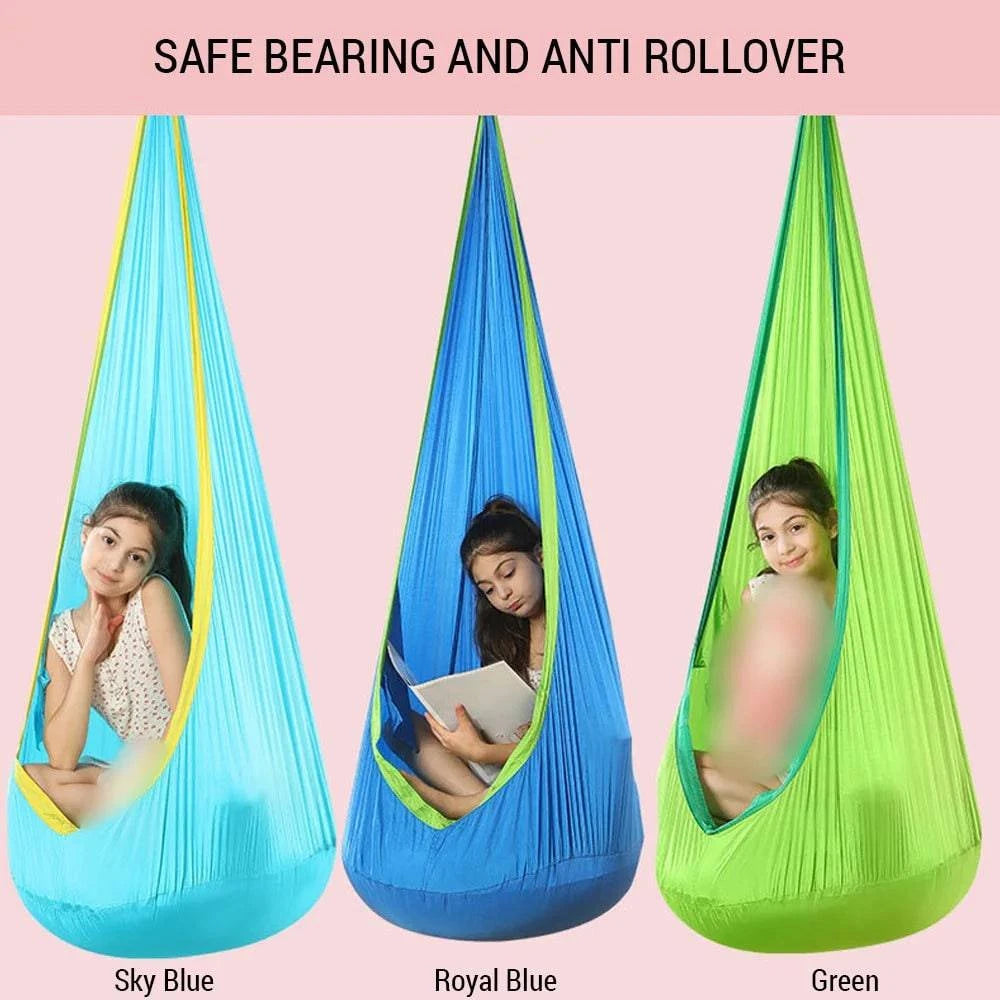 bicycle cleaner versatility-Hanging Pods Swing for Kids Hammock Chair Child Swing Hammock Chair with Inflatable Cushion for Indoor and Outdoor Use