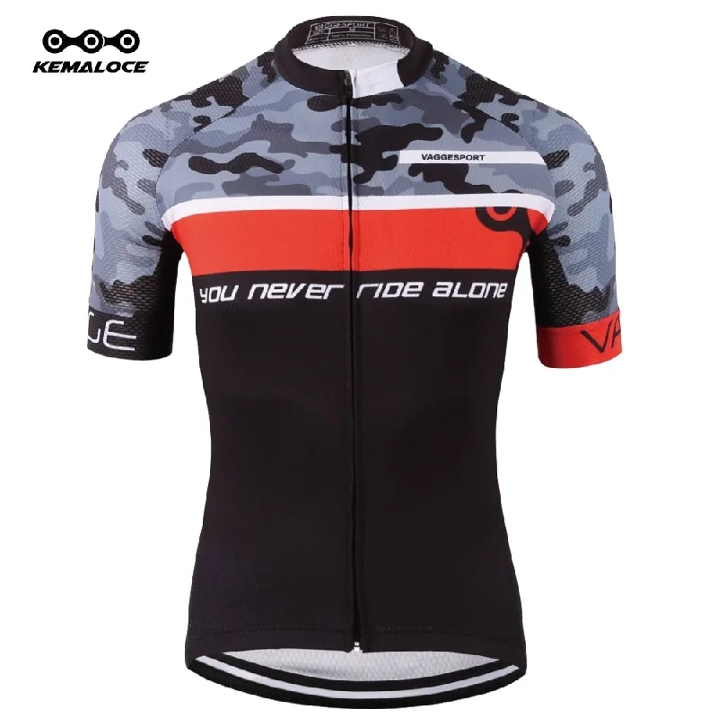 bicycle stem efficiency-KEMALOCE Grey Camouflage Cycling Jersey