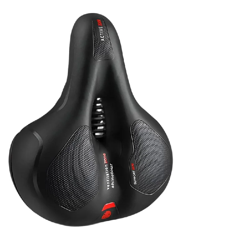 bicycle shoe responsiveness-Hollow Breathable Bicycle Saddle Men Women MTB Road Bike Saddle Shock Absorbing Comfortable Big Butt Bike Seat Safety Warning