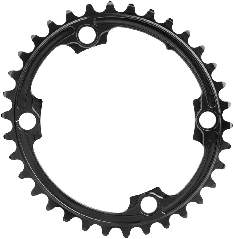 bicycle rust stability-Absolute Black Premium Oval Road Chainring 4x110BCD 34T - Black