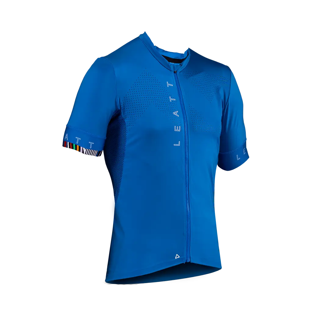 bicycle tool precision-Leatt Endurance 5.0 Short Sleeve MTB Jersey - Blue - 2024