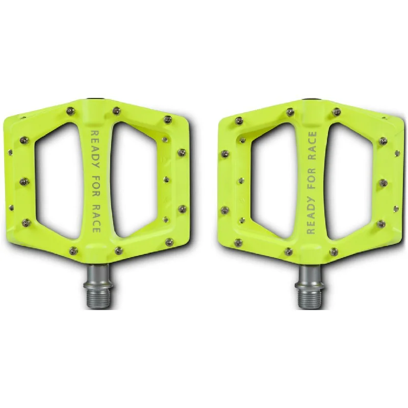 bicycle cleat robustness-Cube RFR Flat CMPT Pedals - Neon Yellow