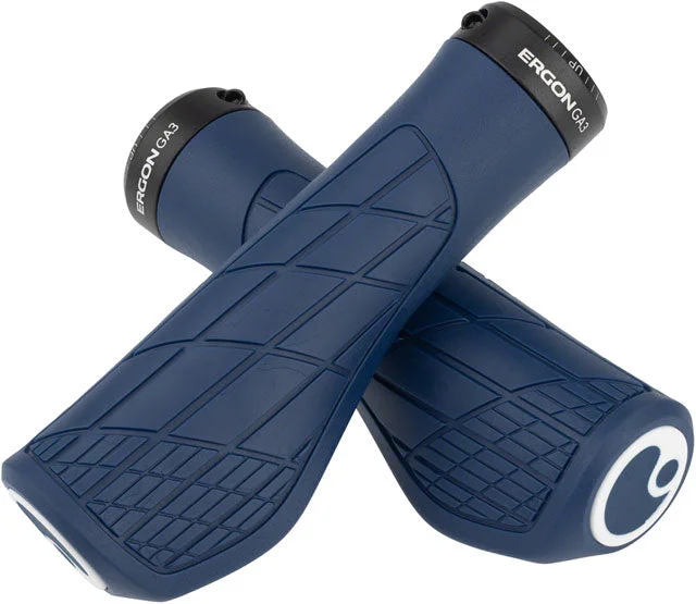 bicycle sidewall control-Ergon GA3 Grips - Nightride Blue, Lock-On, Large