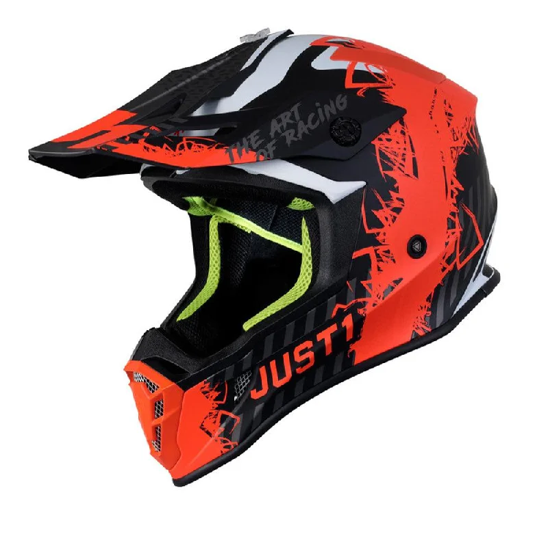 bicycle gear performance-JUST1 J38 MASK 2021 HELMET - FLUO ORANGE TITANIUM/BLACK MATT