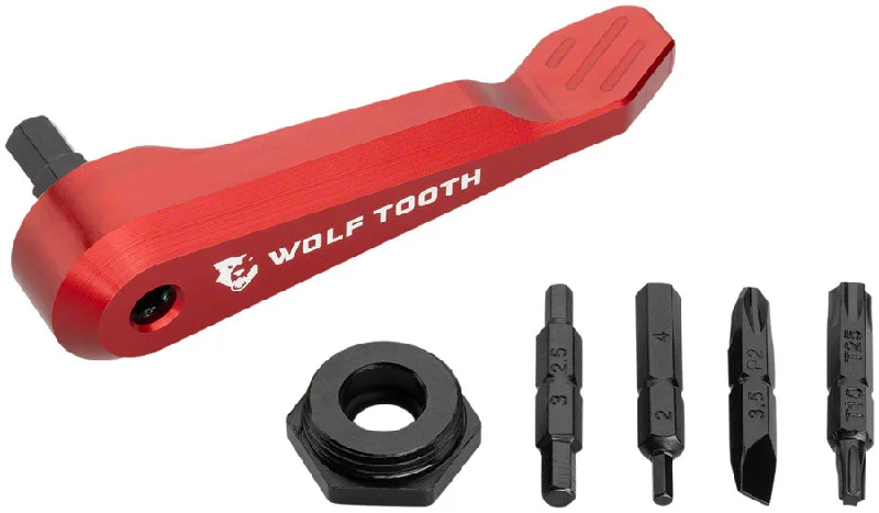 bicycle saddle responsiveness-Wolf Tooth Components Axle Handle Multi-Tool Red