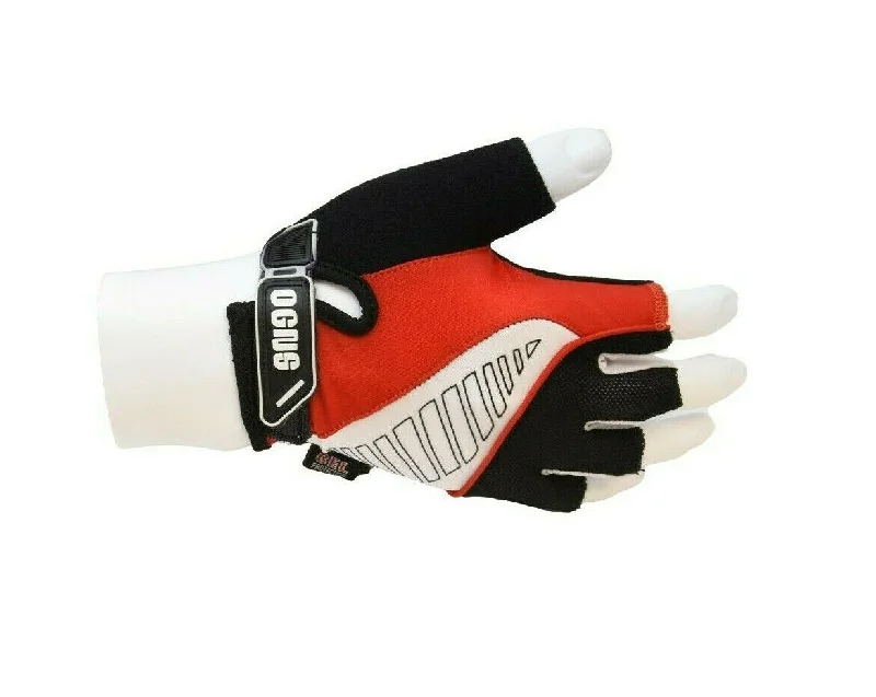 bicycle rotor responsiveness-OGNS ROUTE RED, BLACK & WHITE PADDED FINGERLESS CYCLING LIGHTWEIGHT MITTS GLOVES