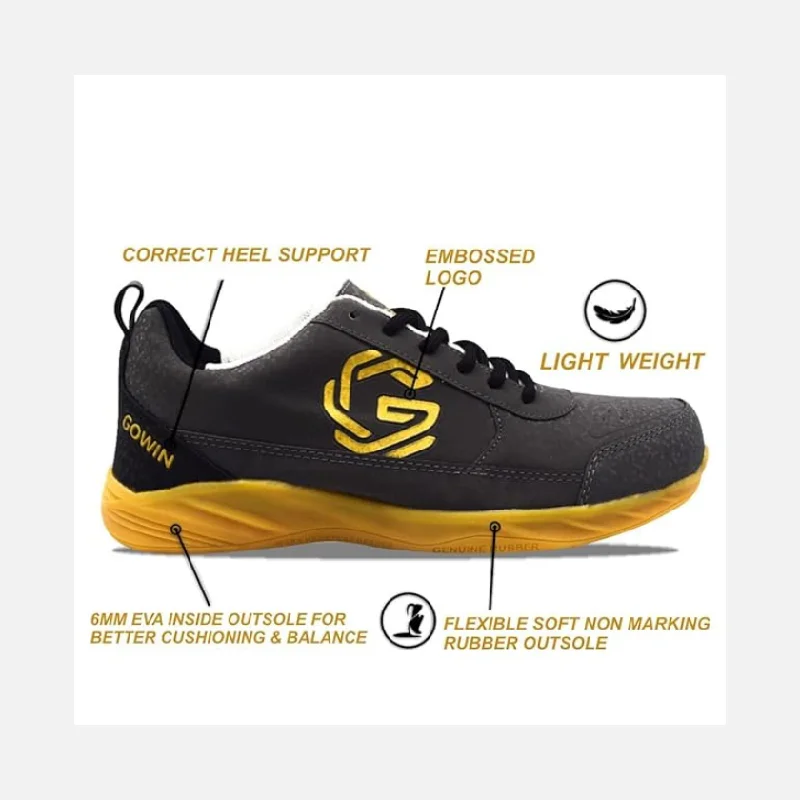 bicycle brake responsiveness-Gowin Smash 2.0 Mens Badminton Shoes -Black/Gold