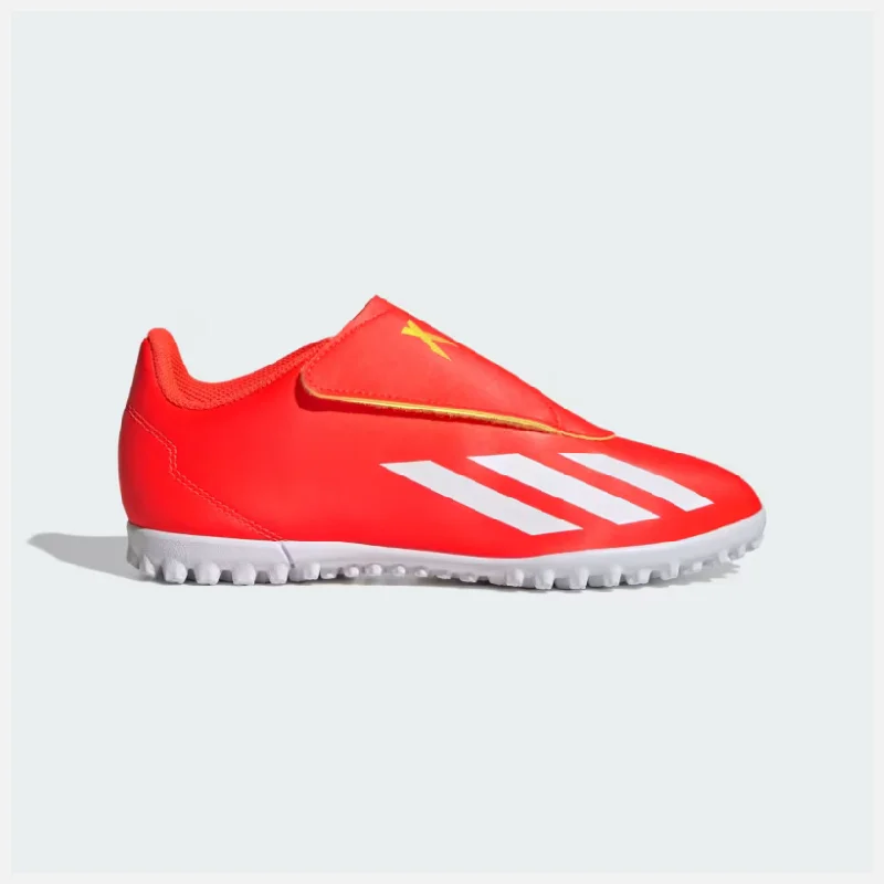 bicycle gear efficiency-Adidas X Crazyfast Club Hoop And Loop Turf Kids Unisex Football Shoes (4-8 Years) -Solar Red/Cloud White/Team Solar Yellow 2