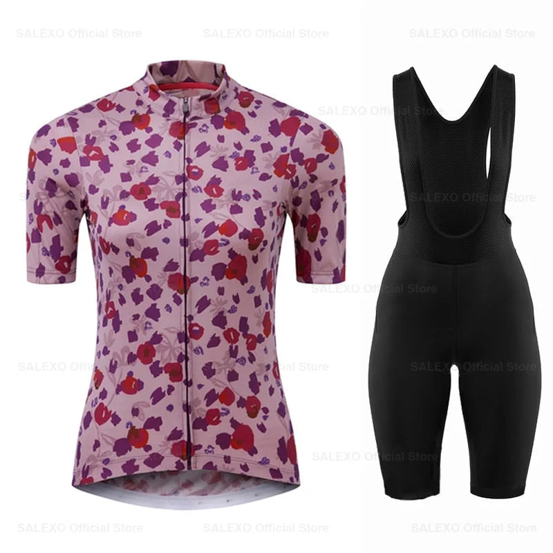 bicycle lever responsiveness-Salexo Women Rose Flower Cycling Jersey Set