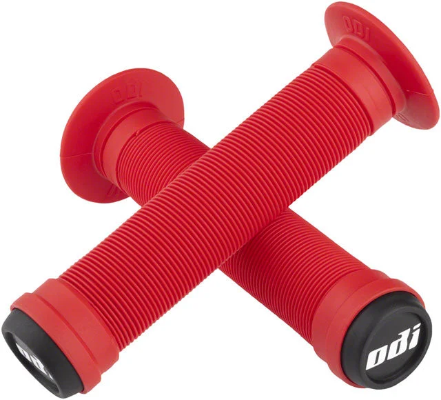 bicycle fork aerodynamics-ODI Longneck ST Grips - Red, Flange