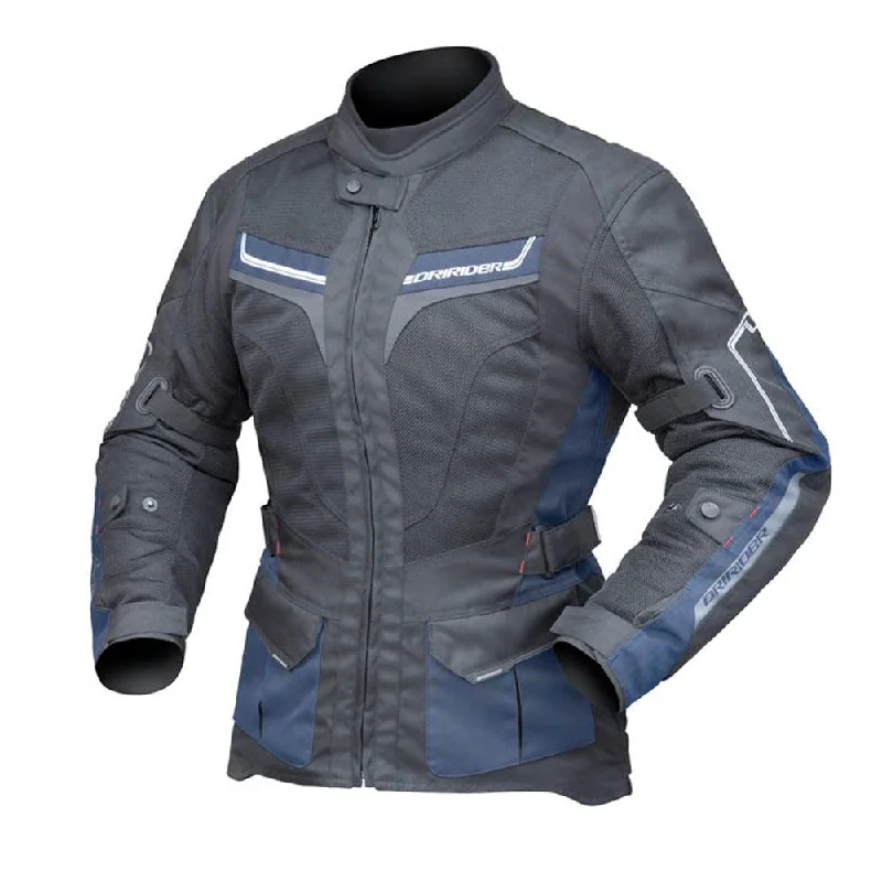 bicycle tire comfort-DRIRIDER APEX 5 AIRFLOW LADIES JACKET - BLACK/ATLANTIC BLUE